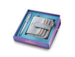Balpen giftset Sheaffer 100 Expressions 9376 parelmoer,     Chrome trims met portemonnee
