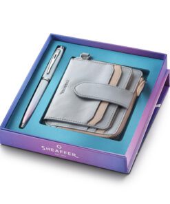 Balpen giftset Sheaffer 100 Expressions 9376 parelmoer,     Chrome trims met portemonnee