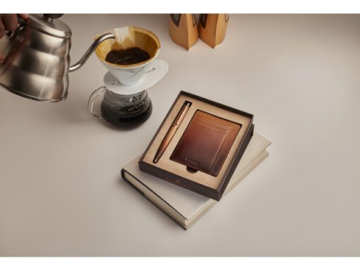 Balpen giftset Sheaffer VFM  9428 Coffee Edition, Matt      Brown met creditcardhouder