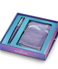 Balpen giftset Sheaffer VFM  Expressions 9430 Gradient Blue ,Chrome trims met metallic creditcardhouder