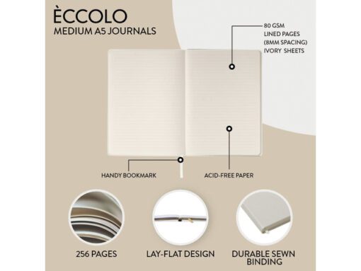 Notitieboek Èccolo White Saffiano lijn ca.15x20cm 80 gr.    256 pag.