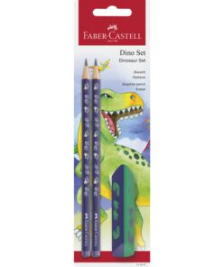 Potloodset Faber-Castell Dino 3-delig 2x HB grafietpotlood  en 1x gum blauw