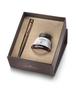 Vulpen giftset Sheaffer 100 9374 Coffee Ed. Matt Brown met  inktpotje bruin