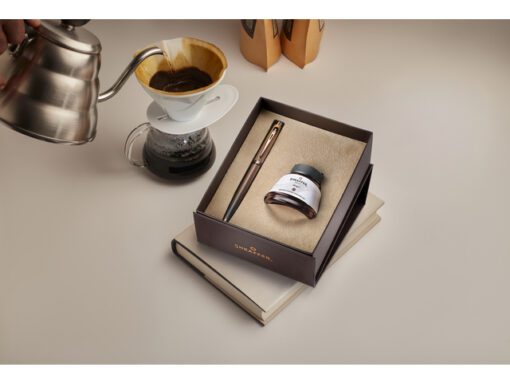Vulpen giftset Sheaffer 100 9374 Coffee Ed. Matt Brown met  inktpotje bruin