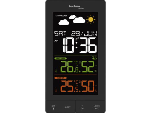 Weerstation Technoline WS 6458 83x152x36 mm zwart met 1     buitensensor