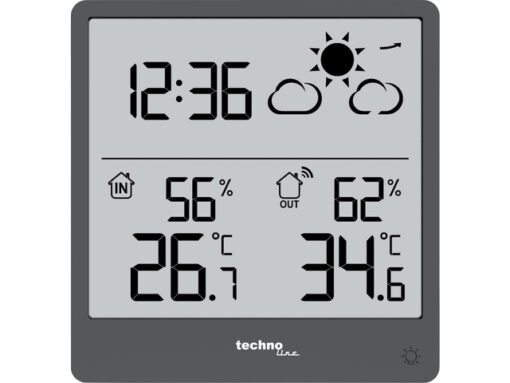 Weerstation Technoline WS 9138 90x93x45 mm zwart met 1      buitensensor