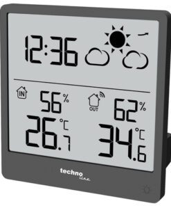 Weerstation Technoline WS 9138 90x93x45 mm zwart met 1      buitensensor