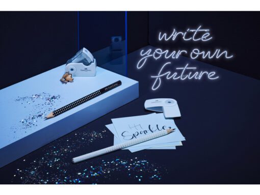 Gum Faber-Castell Sleeve mini Harmony assorti display 24    stuks  12x sky blue, 6x zwart, 6x rose shadows