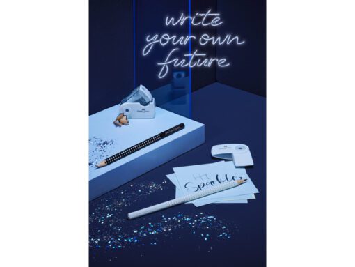 Gum Faber-Castell Sleeve mini Harmony assorti display 24    stuks  12x sky blue, 6x zwart, 6x rose shadows