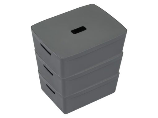 Opbergbox Kangaro 20 liter antraciet set a 3 stuks          inclusief deksels