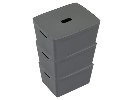 Opbergbox Kangaro 28 liter antraciet set a 3 stuks          inclusief deksels