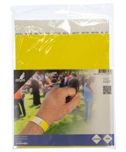 Polsbandjes Kangaro 254x195mm geel 100 stuksEach wristband has a unique number.