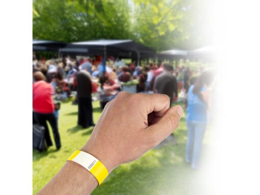 Polsbandjes Kangaro 254x195mm geel 100 stuksEach wristband has a unique number.