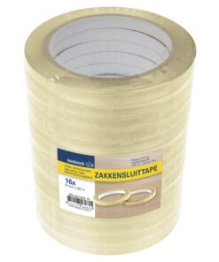 Zakkensluittape Raadhuis transparant 9mmx66m PP krimp a 16  rol