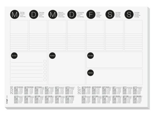 Designonderlegger Sigel week-planner 26/27 42x29,7cm 30 vel met to-do-list ruimte