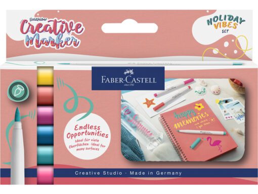 Marker creatief Faber-Castell Goldfaber brushpunt B set a 6 stuks Holiday Vibes