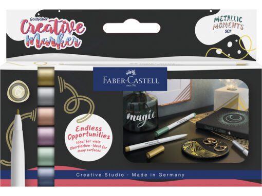 Marker creatief Faber-Castell Goldfaber brushpunt B set a 6 stuks Metallic Moments