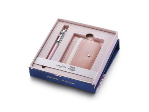 Balpen Giftset Sheaffer EMILY IN PARIS 321 Sentinel Matte Pink Chrome trims met creditcardhouder