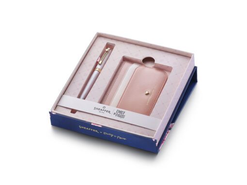 Balpen Giftset Sheaffer EMILY IN PARIS Prelude mini 9810    Pastel Pink Swarovski Crystal met  creditcardhouder