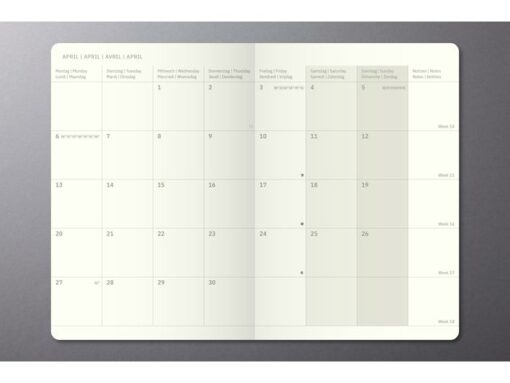 Maandagenda Conceptum A5 2026 (NL/FR/EN/DU) zwart Softcover