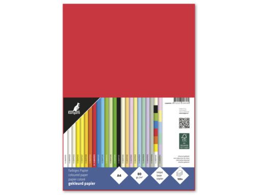 Papier Kangaro A4 80grs rood pak 100 vel