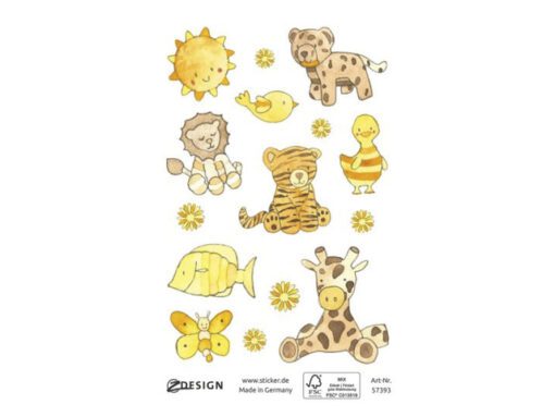 Papieretiket Z-design Speelgoeddieren, pakje à 1 vel