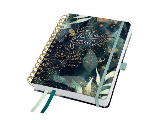 Spiraal-agenda Inspire A5 2026 (NL/FR/EN/DU) Glamourous Leaves Hardcover