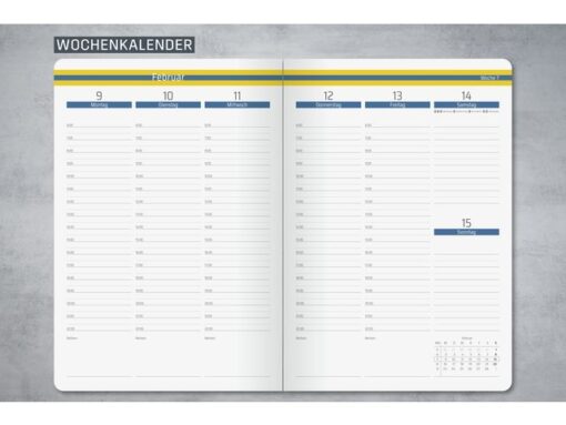 Weekagenda Linecape A5 2026 blauw HC (DE) 2 pagina's = 1    week