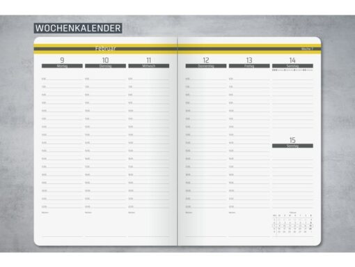 Weekagenda Linecape A5 2026 donkergrijs HC (DE) 2 pagina's = 1 week