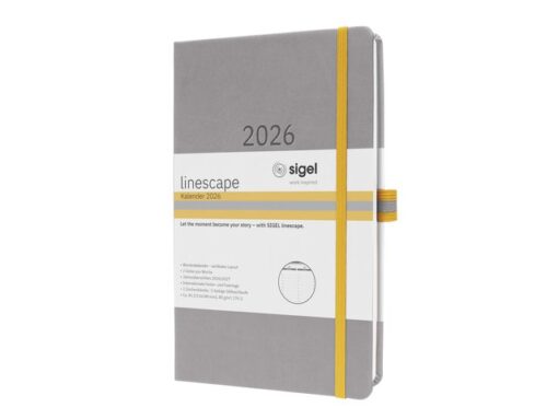Weekagenda Linecape A5 2026 licht grijs HC (DE) 2 pagina's  = 1 week