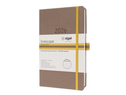 Weekagenda Linescape A5 2026 (EN) bruin Hardcover verticale indeling