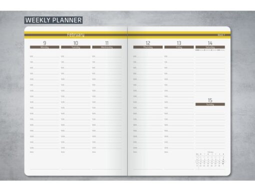 Weekagenda Linescape A5 2026 (EN) bruin Hardcover verticale indeling