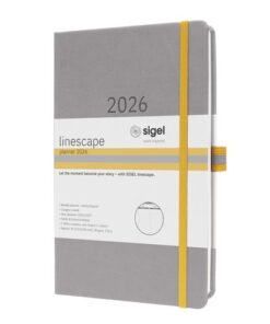 zuur- en houtvrij. Met elastische sluiting en 2-kleurige pennenlus in accentkleur. Uitvoering lichtgrijs.