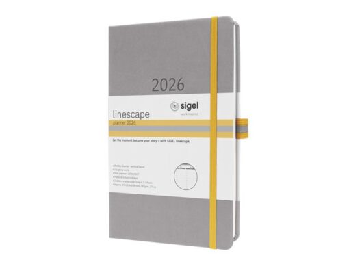 Weekagenda Linescape A5 2026 (EN) lichtgrijs Hardcover      verticale indeling