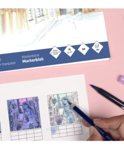 contrast en realistische effecten creëert in je illustraties. Het pakket bevat de volgende materialen:  van Faber-Castell vier kleuren sketchmarkers op alcoholbasis voor vloeiende overgangen en een Polychromos kleurpotlood om details en accenten aan te brengen. En het Kangaro markerblok op A4-formaat