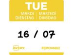 Etiketten HACCP Avery dinsdag geel bedrukt in 5 talen 25x25 mm beschrijfbaar en afneembaar 1000 etiketten in dispenser