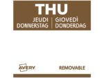 Etiketten HACCP Avery donderdag bruin bedrukt in 5 talen    25x25mm beschrijfbaar en afneembaar 1000 etiketten in