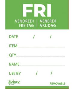 consumptie- of houdbaarheidsdata en productgegevens van levensmiddelen bij te houden. Dankzij een kleurcode per dag zien de teams in één oogopslag welke producten met voorrang moeten worden gebruikt. Dit draagt bij aan het verminderen van voedselverspilling en zorgt voor een optimale rotatie van de levensmiddelen. Het gebruik van dagetiketten betekent een dagelijkse tijdwinst en garandeert tegelijkertijd een onberispelijke servicekwaliteit in het kader van de HACCP-norm. De etiketten kunnen perfect worden geïntegreerd in de werkprocessen van uw keuken of productie. De papieren etiketten zijn eenvoudig en snel te beschrijven met elk type pen. De etiketten zijn voorzien van de volgende tekstvelden: Date/Datum