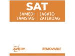 Etiketten HACCP Avery zaterdag oranje bedrukt in 5 talen    25x 25mm beschrijfbaar en afneembaar 1000 etiketten in