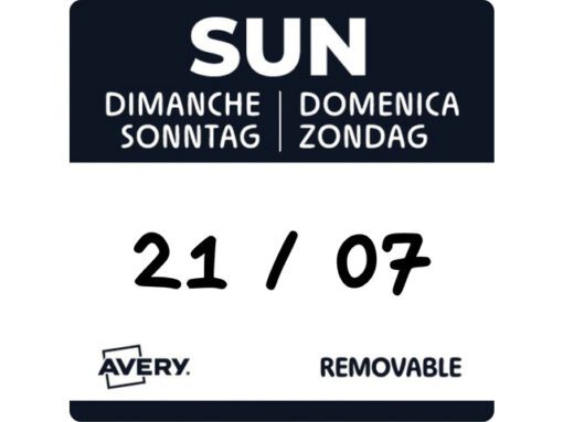 Etiketten HACCP Avery zondag zwart bedrukt in 5 talen 25x25 mm beschrijfbaar en afneembaar 1000 etiketten in dispenser