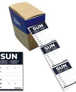 Etiketten HACCP Avery zondag zwart bedrukt in 5 talen 40x56 mm beschrijfbaar en afneembaar 500 etiketten in dispenser