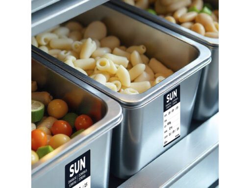 Etiketten HACCP Avery zondag zwart bedrukt in 5 talen 40x56 mm beschrijfbaar en afneembaar 500 etiketten in dispenser