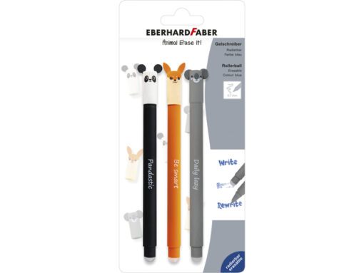 Gelpen Eberhard Faber Animal Erase-It blister ass. Kleur    schrijfkl. blauw ( Panda, Koala, Vos )