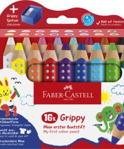 Kleurpotlood Faber-Castell Grippy XXL Jumbo etui 16 stuks en puntenslijper