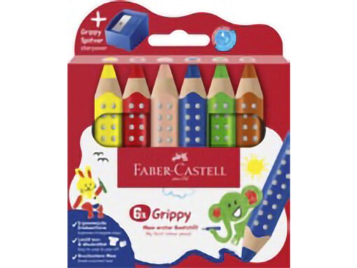 Kleurpotlood Faber-Castell Grippy XXL Jumbo etui 6 stuks en puntenslijper