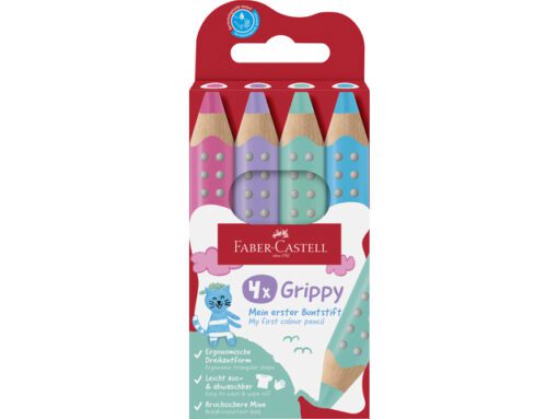 Kleurpotlood Faber-Castell Grippy XXL Jumbo kartonetui 4 stuks pastel