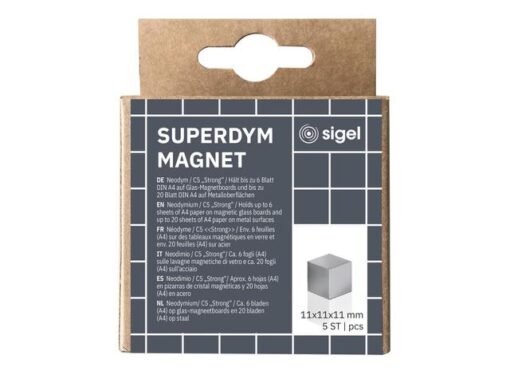 Magneten Sigel voor glasbord set 5stuks zilverkleurig C5    sterk 11x11x11mm