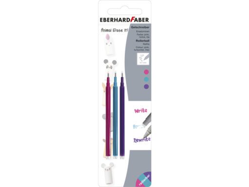 Navulling Eberhard Faber gelpen assorti 3st.( roze, paars,  turquoise)