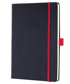 Weekagenda Conceptum A5 2026 (NL/FR/EN/DU) zwart-red Hardcover