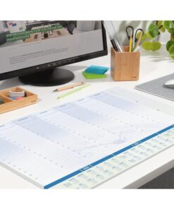 5 x 41 cm). Bedrukt met modern design en nuttig calendarium als planningshulpmiddel in D/EN/FR/NL. Het hoogwaardige papier is aangenaam te beschrijven en geschikt voor alle muistypes. Vanzelfsprekend biedt de schrijfonderlegger ook veel plaats voor uw notities